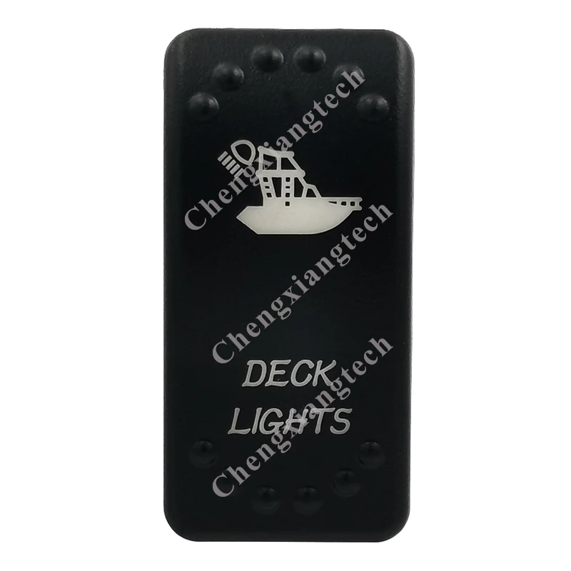 Laser Etched -DECK LIGHTS- Led Backlit Rocker Switch Cap for Car Boat Truck Rv Switch Auto DIY Replacing, Cover Only