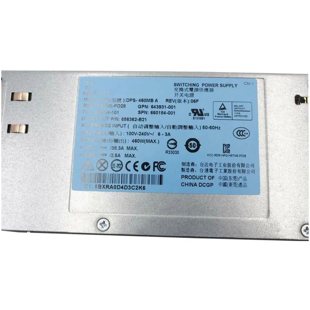 100% Test for  Power Supply for DL380P G8  643931-001 660184-001 656362-B21 460W Work Good