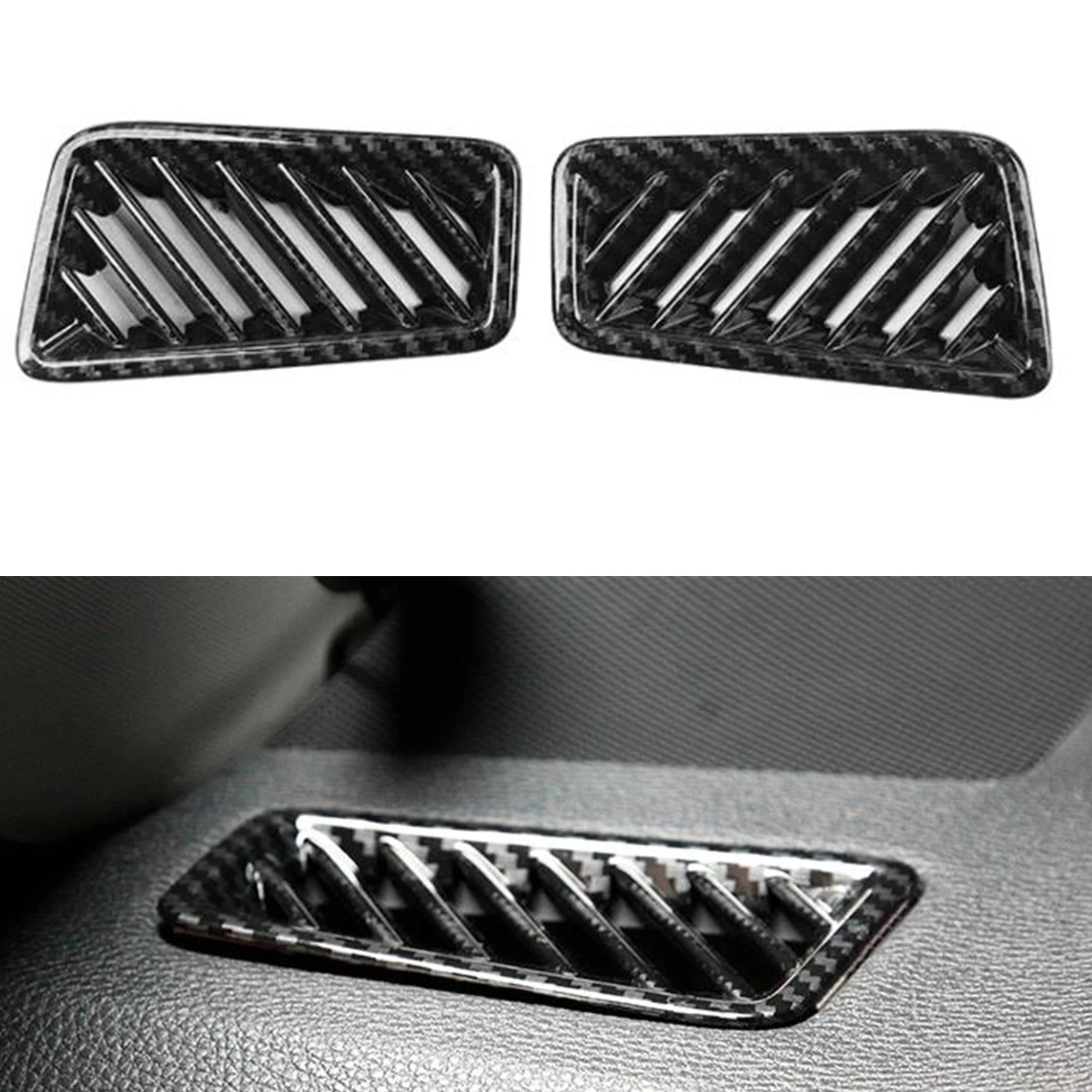 2pcs For Toyota RAV4 2019-2023 Carbon Fiber Look Car Interior L&R Center Console Upper Air Vent Outlet Grille Cover Trim Sticker