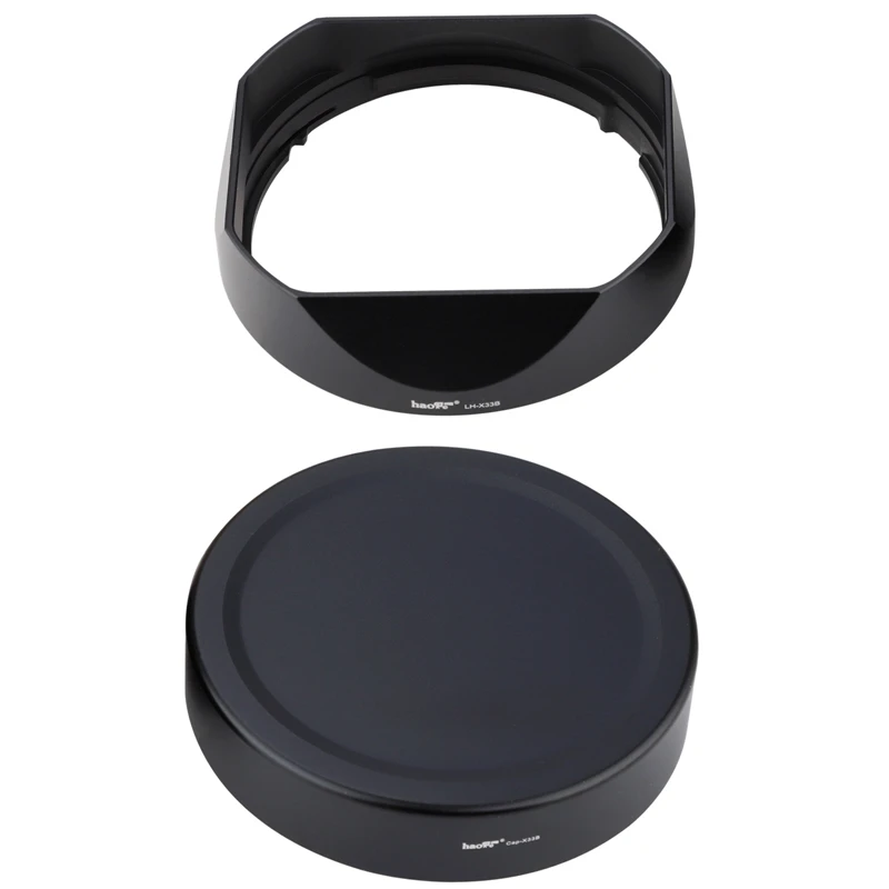 Haoge Lens Hood Metal Square Bayonet for Fujifilm XF33mm F1.4 R WR Lens, Fuji XF 33mm f/1.4 R LM WR Hood Shade,With Metal Cap