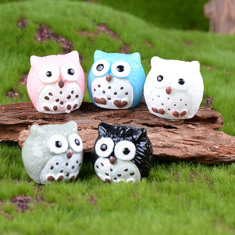 Mix 5 Pcs Owl Figurine Miniatures Kawaii Accessories Desk garden decoration outdoor Home Decor Graduation Gift Easter