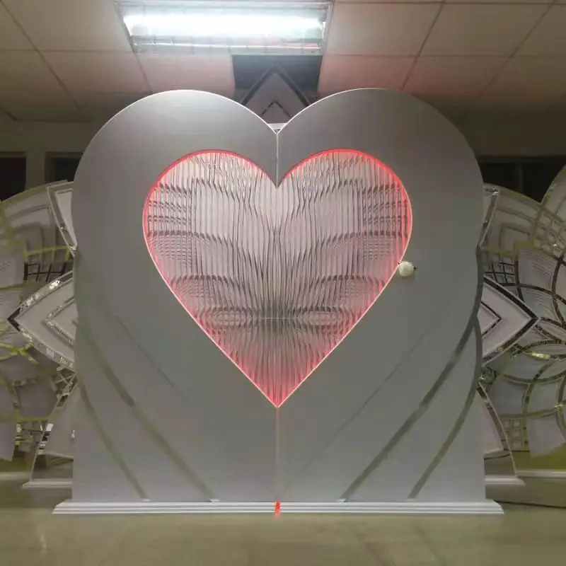 Wedding Stage Background Decoration White Heart Shape pvc Backdrop