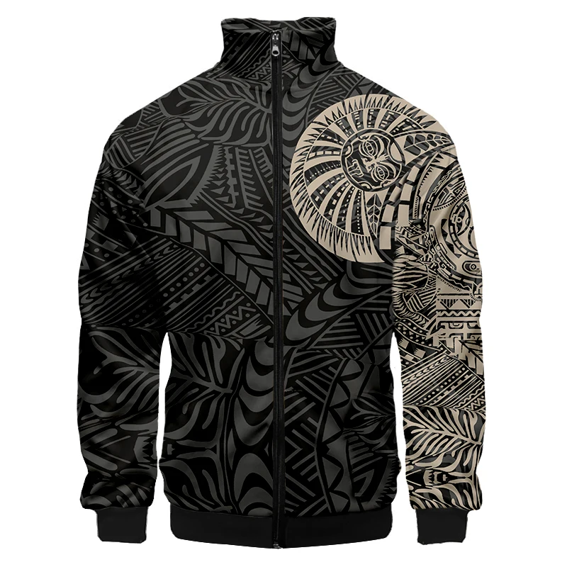 Tahiti Polynesia High Neck 3D Jacket Men 2021 Spring Hawaiian Style Hoodie Men Baseball Jackets Personality Coat Custom Dropship