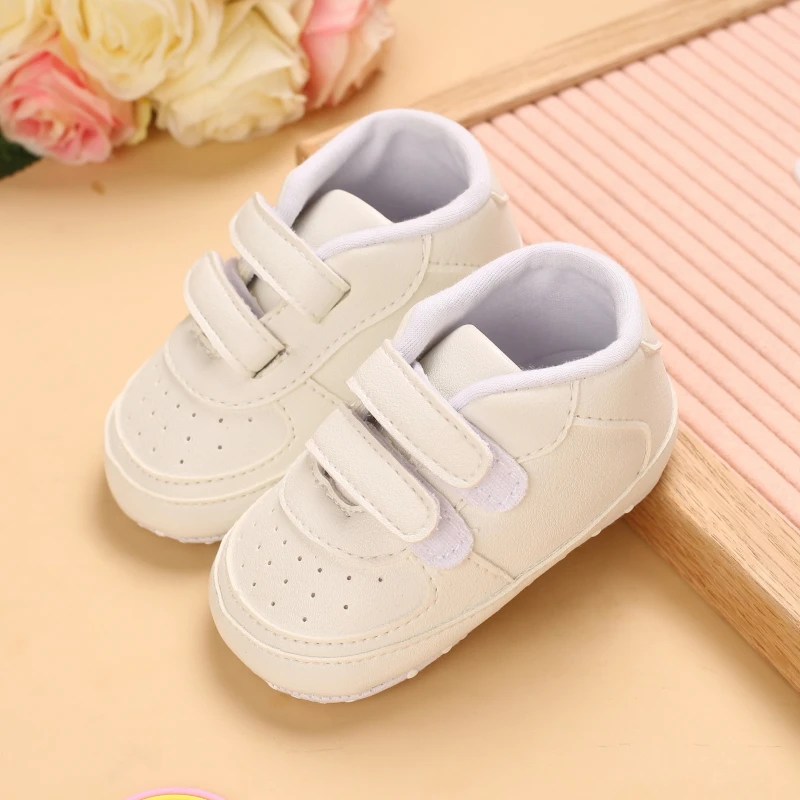 White Infant Spring Shoe Newborn Infant Girls and Boys Recreational Baptism Non-Slip Walking Shoe Soft-soled Sneaker Prewalker