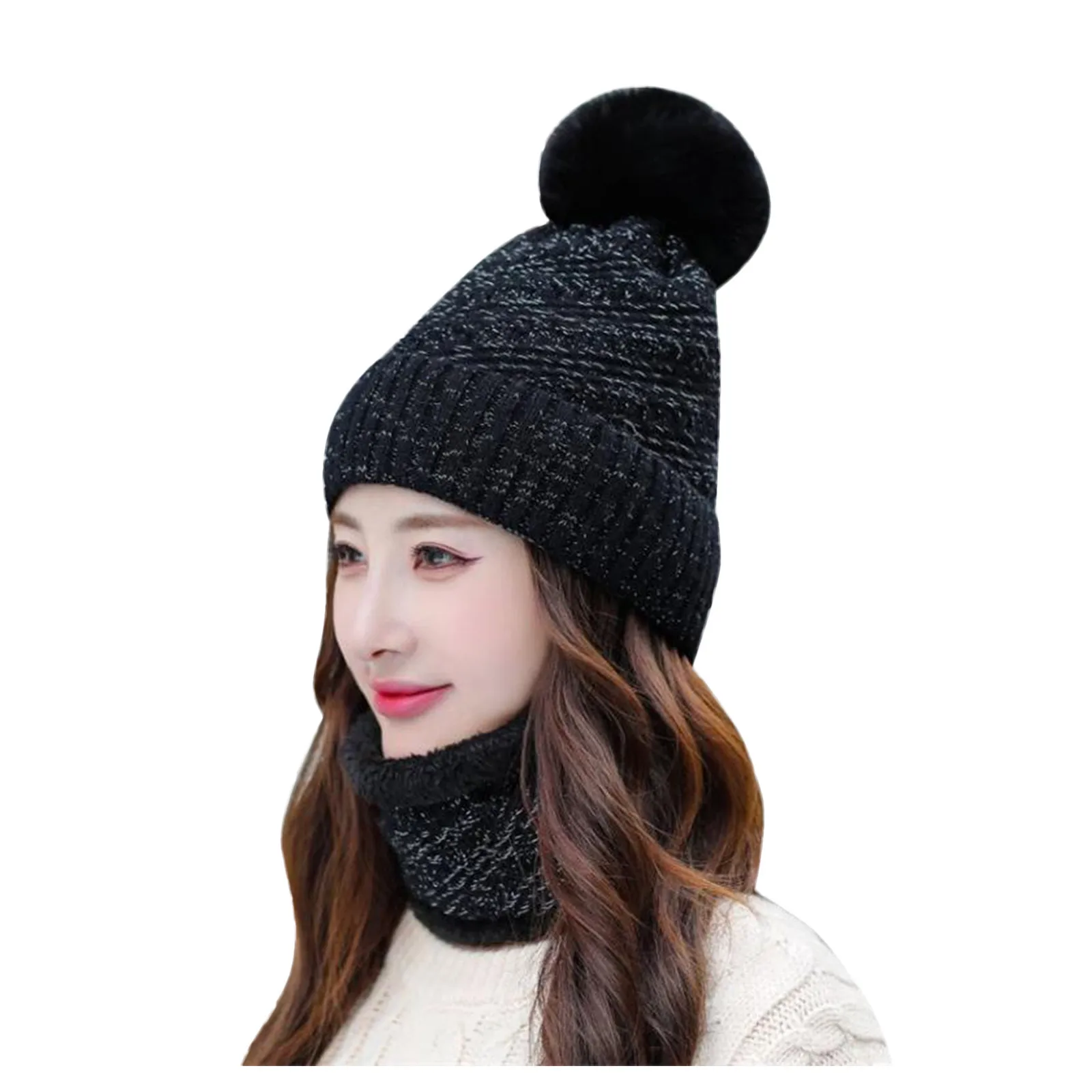 Mode Vrouwen Cap Herfst Winter Fietsen Warm Effen Sjaal Hoed Sets Dames Dikke Knit Soft Mutsen Шапка Женская Зима 2021