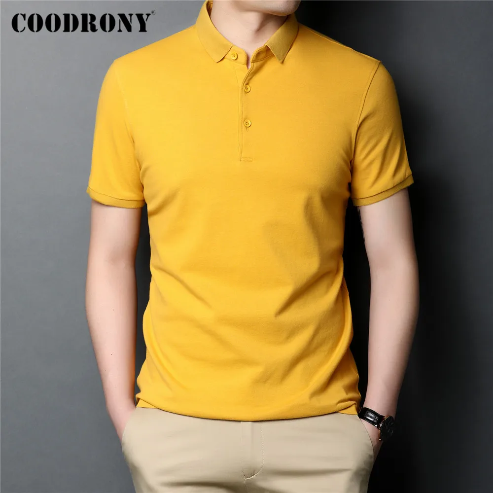 COODRONY Brand High Quality Summer Classic Pure Color Casual Short Sleeve Cotton Polo-Shirt Men Slim Soft Cool Clothing C5200S