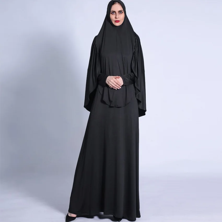 

Ramadan Abaya Dubai Women Hijab Set Dress Solid Color Turkish Clothing Indian Middle East Traditional Femme Robe Maxi Elegant