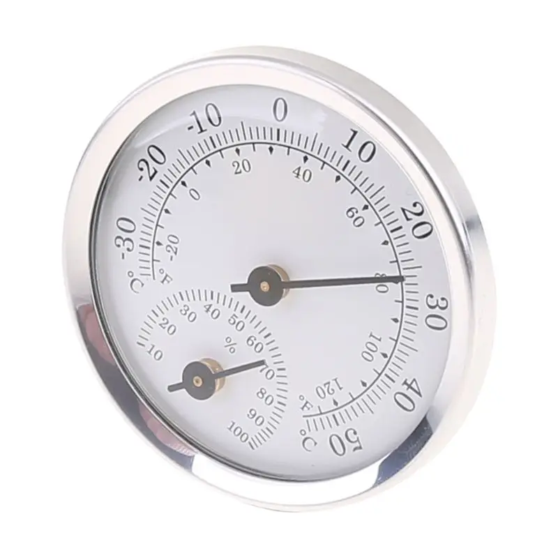 Mini Alloy Aluminum Wall Mounted Temperature Humidity Meter Thermometer & Hygrometer For Sauna Room Household