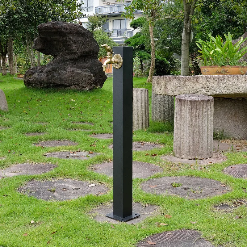 Imagem -02 - Tuqiu Jardim Torneira de ao ar Livre Preto Suporte Torneira ao ar Livre Coluna Misturadora Único Frio Aço Inoxidável