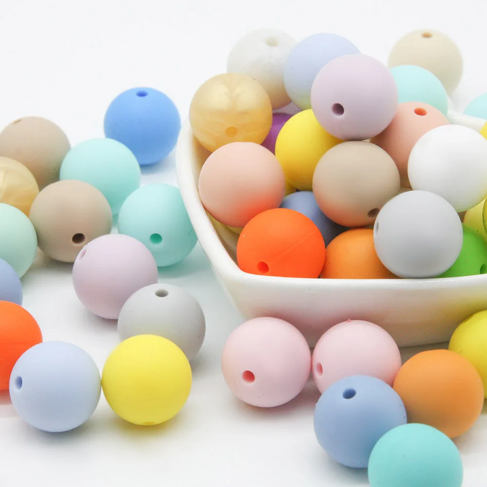 Cute-Idea 19mm 20pcs Silicone Round Beads Food Grade Baby Chewable teething Teether DIY Pacifier Chains Accessorys Baby Goods