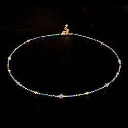 Lii Ji Multi Color Hematite Austrian Crystal 14K Gold Filled Anklet 24+4cm Natural 2mm Stone Handmade Jewelry For Women Gift