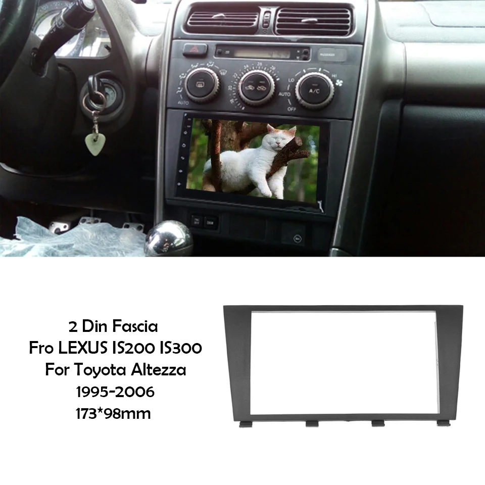 2 Din Car Radio Fascia for 1995-2006 Lexus IS200 IS300 Toyota Altezza Dashboard Panel Auto Stereo Plate Frame 173*98MM