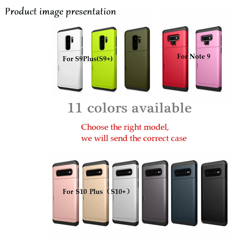 For Samsung Galaxy Note 10 Plus S10 E 5G S9 S8 Case Hybrid Tough Slide Wallet Card Storage Armor Cover For Note 8 9