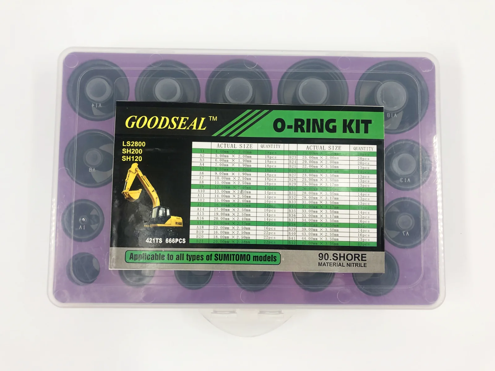 

666pcs 42sizes O-ring kit is suitable for Sumitomo L2800 SH200 SH120 for excavator