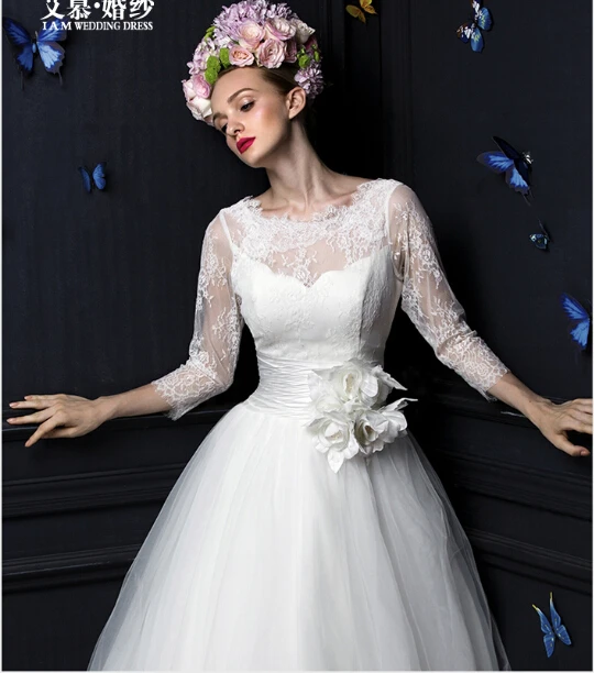 casamento fashionable a-line sleeves lace romantic flowers sexy vestido de novia 2018 bridal gown mother of the bride dresses