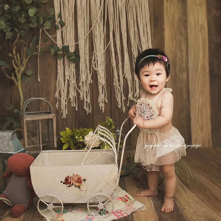 Bé Đạo Cụ Chụp Ảnh Retro Sắt Xe Đẩy Sơ Sinh Chụp Ảnh Phụ Kiện Infantil Tạo Dáng Hộp Đựng Làm Vườn Mini Xe Loại Mới