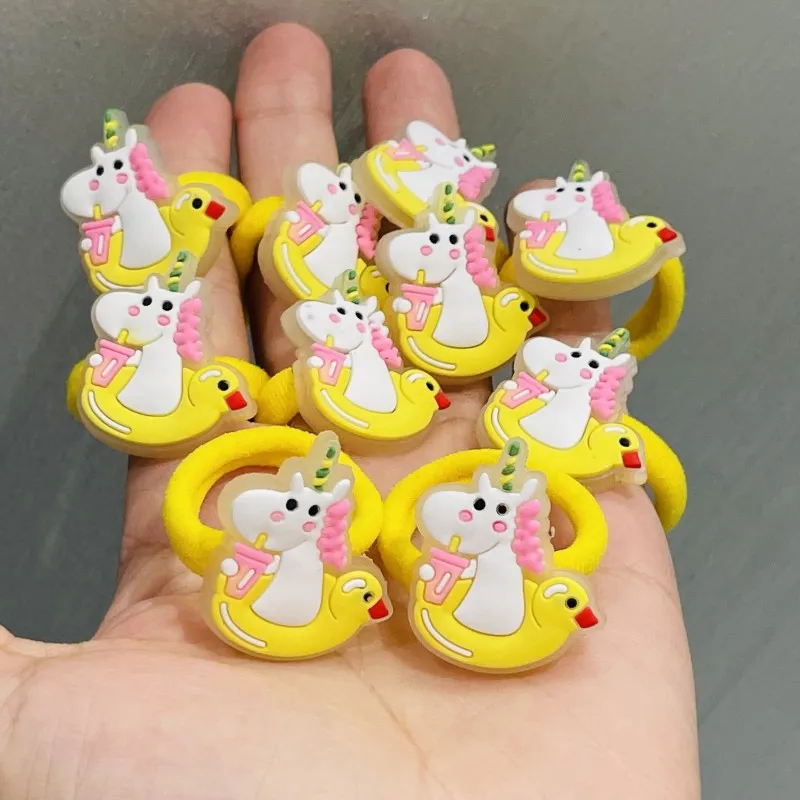 10Pcs/set Luminous Unicorn Hair Accessories Children Rubber Bands Scrunchies Elastic Hair Bands Girls Hair ring Decorations Ties