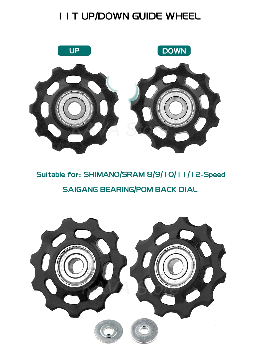WUZEI Fahrrad Pulley 11T 12T 13T 14T 16T 17T Schaltwerk Pulley Rennrad jockey 7-12 Geschwindigkeit Guide Rad für Shimano SRAM – Detail 3