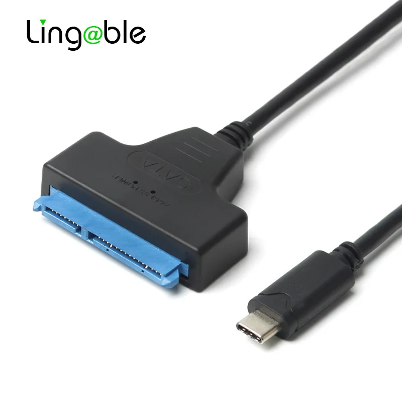 Lingable USB 3.1 Type C USB-C to SATA 7+15 22Pin Hard Drive Converter Hard Disk Cabo for 2.5 inch HDD/SSD with UASP Protocol