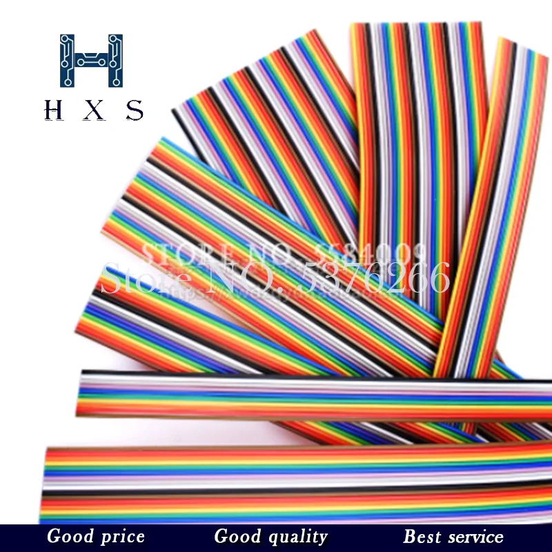 1Meter 10P/12P/14P/16P/20P/26P/34P/40P/50P 1.27mm PITCH Color Flat Ribbon Cable Rainbow DuPont Wire for FC Dupont Connector