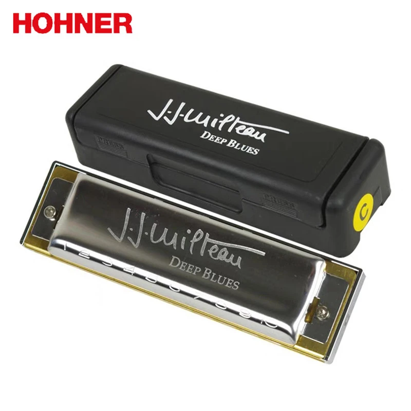 Hohner Deep Blue J.J.Milteau 10 Holes 20 Tone Diatonic Mouth Organ Original Blues Harp Key of C Musical Instruments