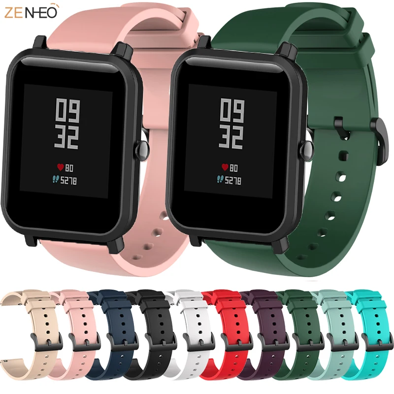 10 colors Wrist Strap For Amazfit Bip Watchbands For Xiaomi Huami Amazfit Bip U / Bip S / GTS 2 / GTR 2 / Silicone Strap Correa