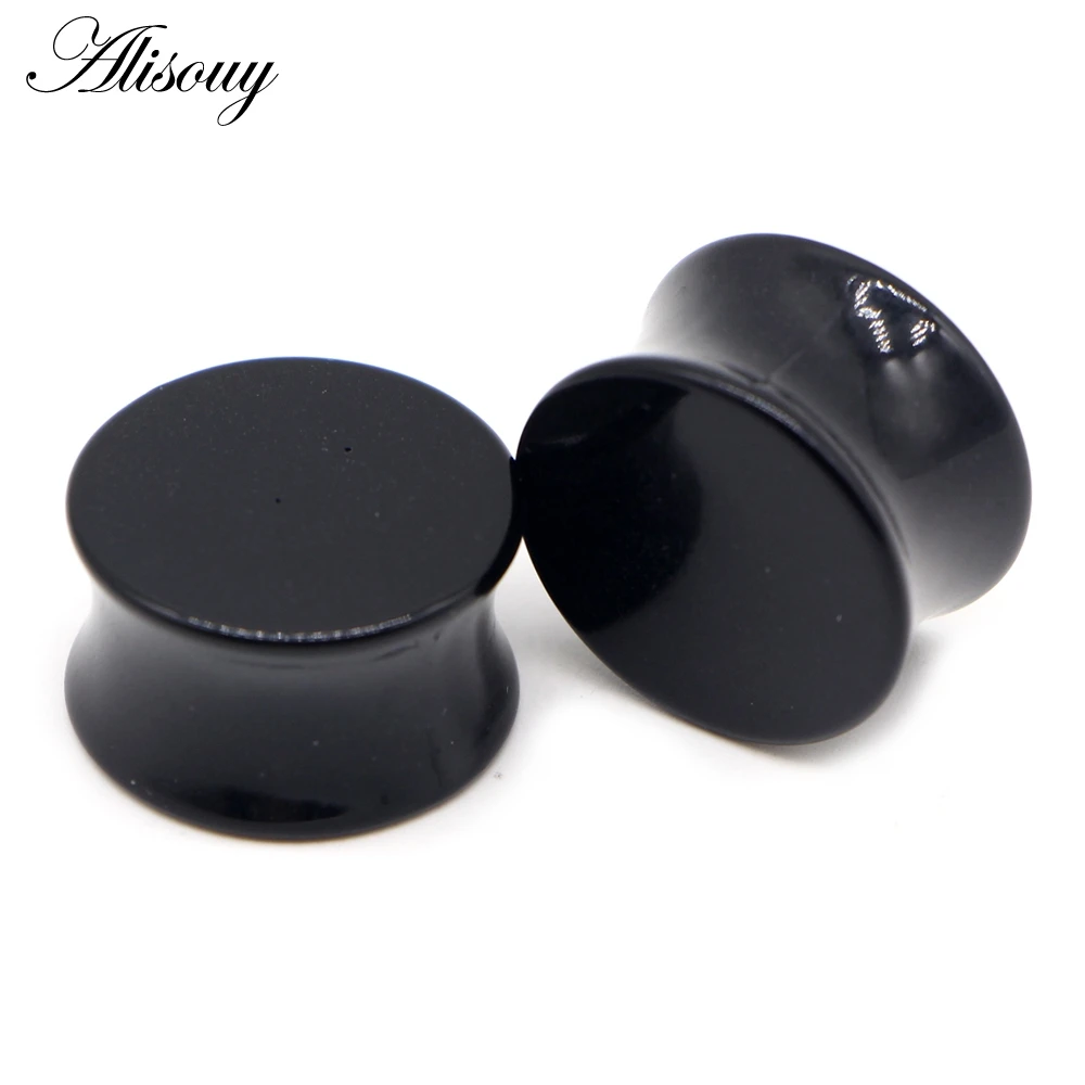 Alisouy 2pcs 3mm-50mm Big Size White Black Acrylic Saddle Ear Plug Saddle Expander Stretcher Piercing Ear Gauge Kit Body Jewelry