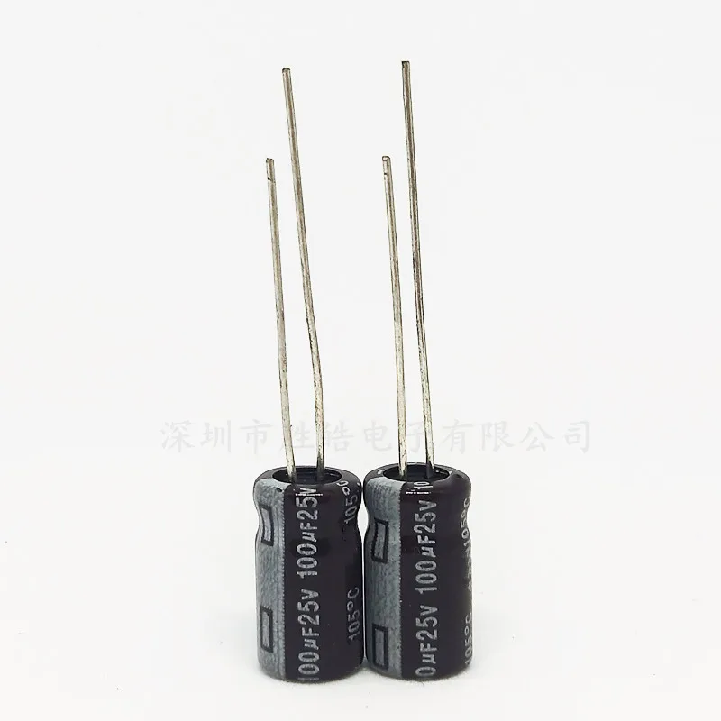 50PCS Higt Quality 25V100UF 6*7mm 100UF 6.3*7 25V Aluminum Electrolytic Capacitors Size：6x7（MM）