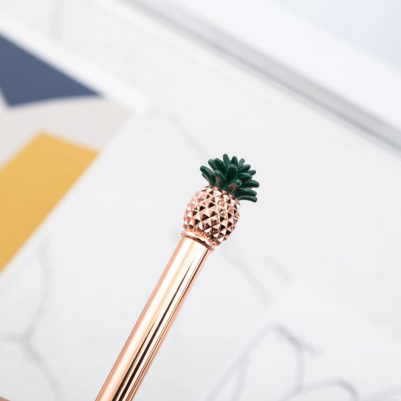 1 Pieces Lytwtw's Cute Metal Pineapple Ballpoint Pen Interesting Ballpoint Pen School Stationery School Office Supplies