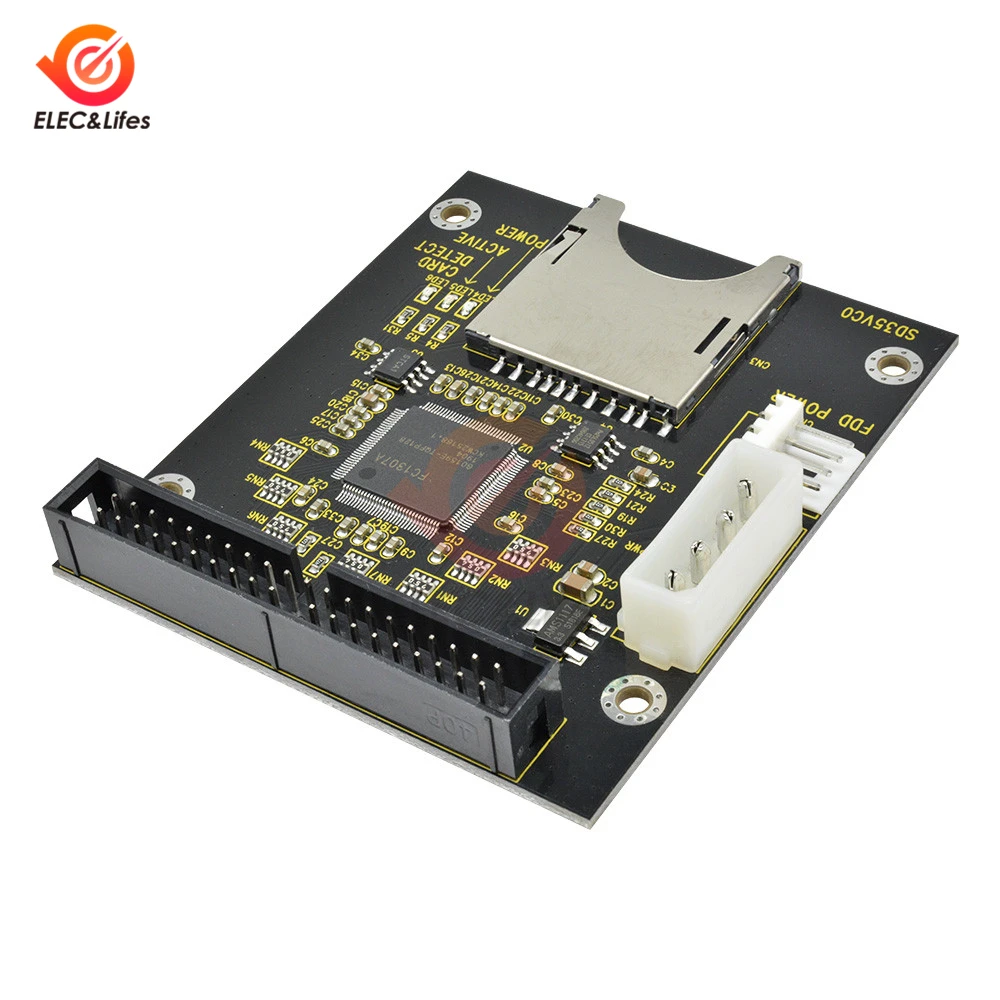 5V SD Card module To IDE3.5 40 Pin Disk Drive Adapter Board Riser Card Capacity Supports Up To 128GB SDXD Card 1309 Chip ATA IDE