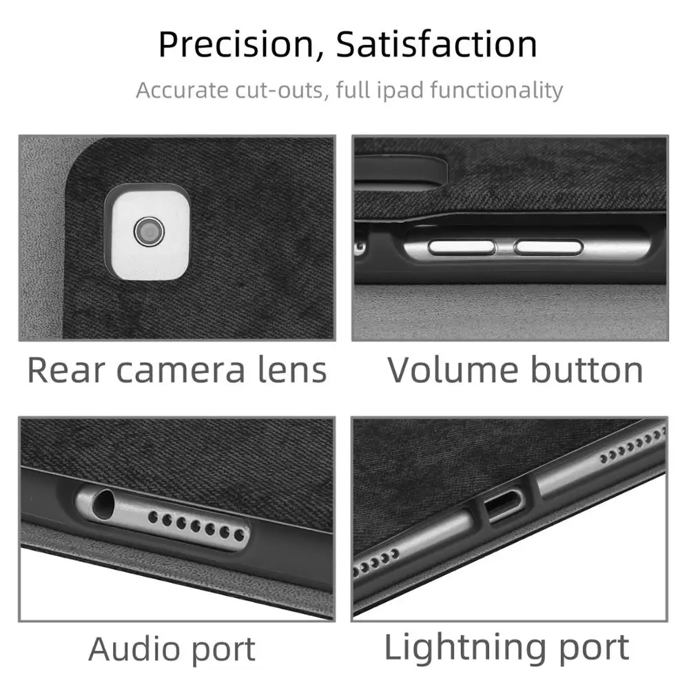 Funda con teclado táctil para iPad, cubierta con Portalápices para iPad 9,7, 2017, 2018, 5th, 6th Air 1/2, 9,7 Pro, 11, 10,5