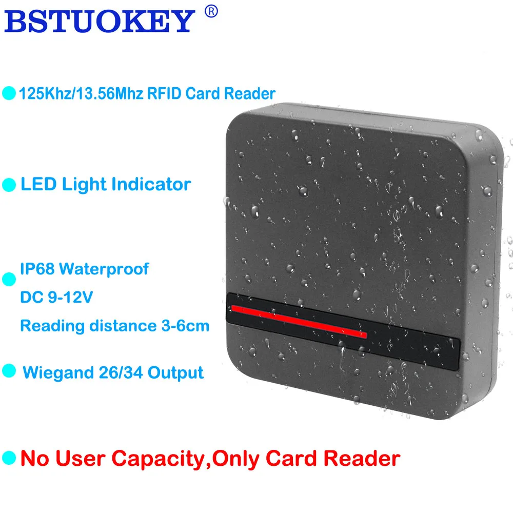 

IP68 Waterproof 125Khz 13.56Mhz Card Reader Proximity Wiegand Output Card Reader Long Range RFID Reader