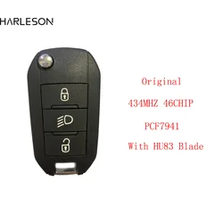 434Mhz ID46-7941 Original Remote Flip key for Peugeot 208 308 508 2008 2012+ Hella Folding 3 Light Button Car Key Control