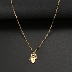 Stainless Steel Necklaces Palm Bohemian Style Pendant Collar Chain Fashion Necklace For Women Men Jewelry Party Friends Gifts