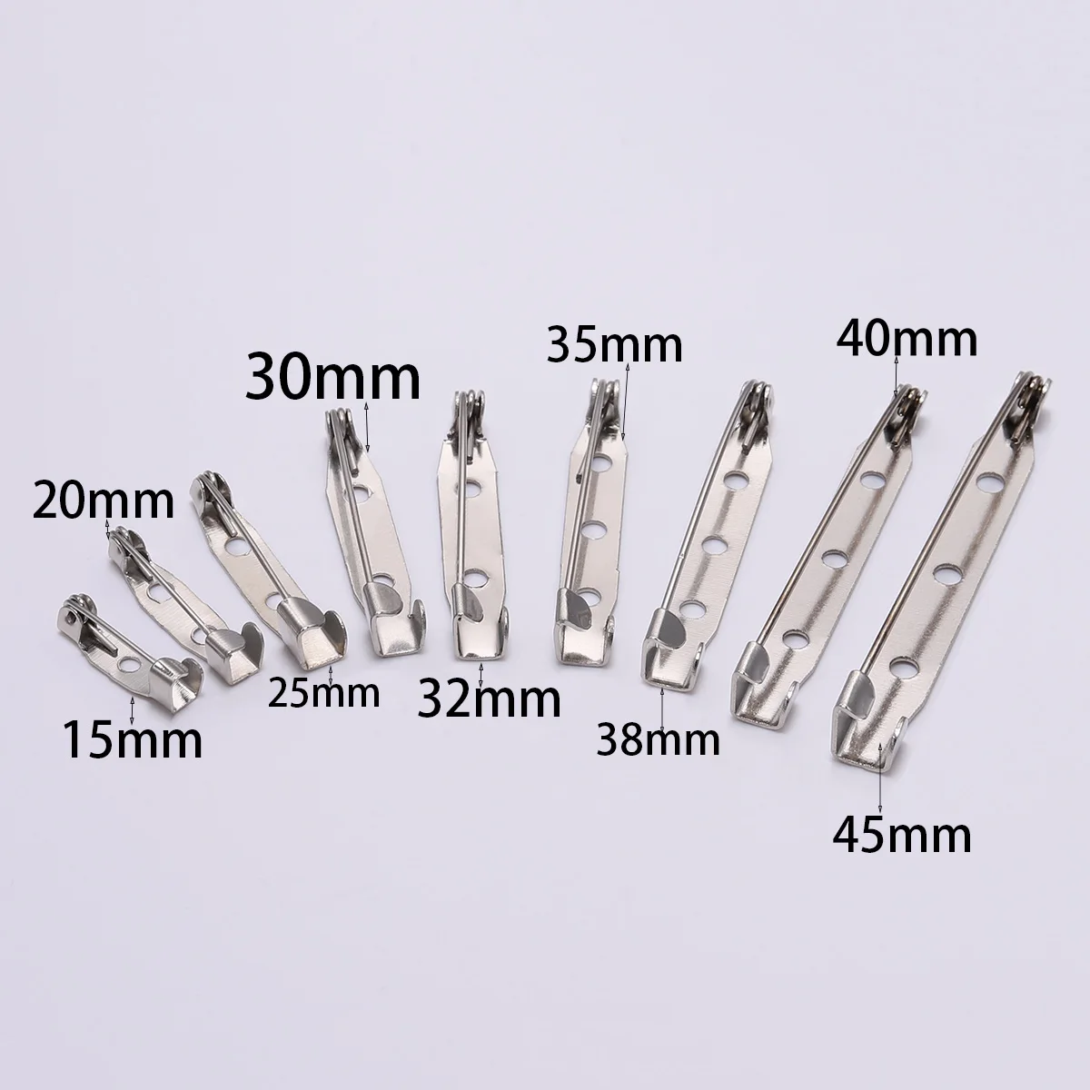 50pcs di Sicurezza Spilli Spilla di base 15 20 25 30 35 millimetri Spilla Spilli di Clip di Base di Base In Bianco Per Il FAI DA TE accessori dei