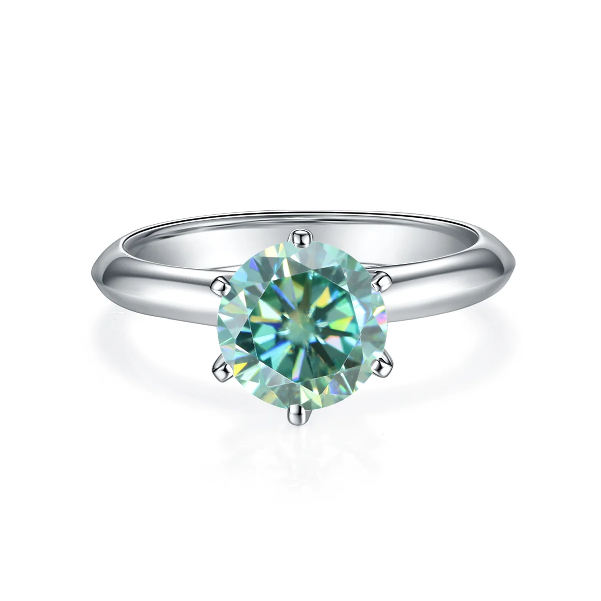 

Gem's Ballet Green Moissanite Ring 1ct 2ct 3ct Round 925 Sterling Silver Solitaire Engagement Rings For Women Anniversary gift