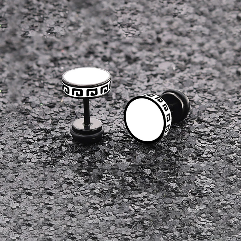 1 قطعة عالية الجودة شكل دائري خمر وأقراط للرجال النساء للجنسين العصرية التيتانيوم الصلب حفلة الأذن مجوهرات هدية #2