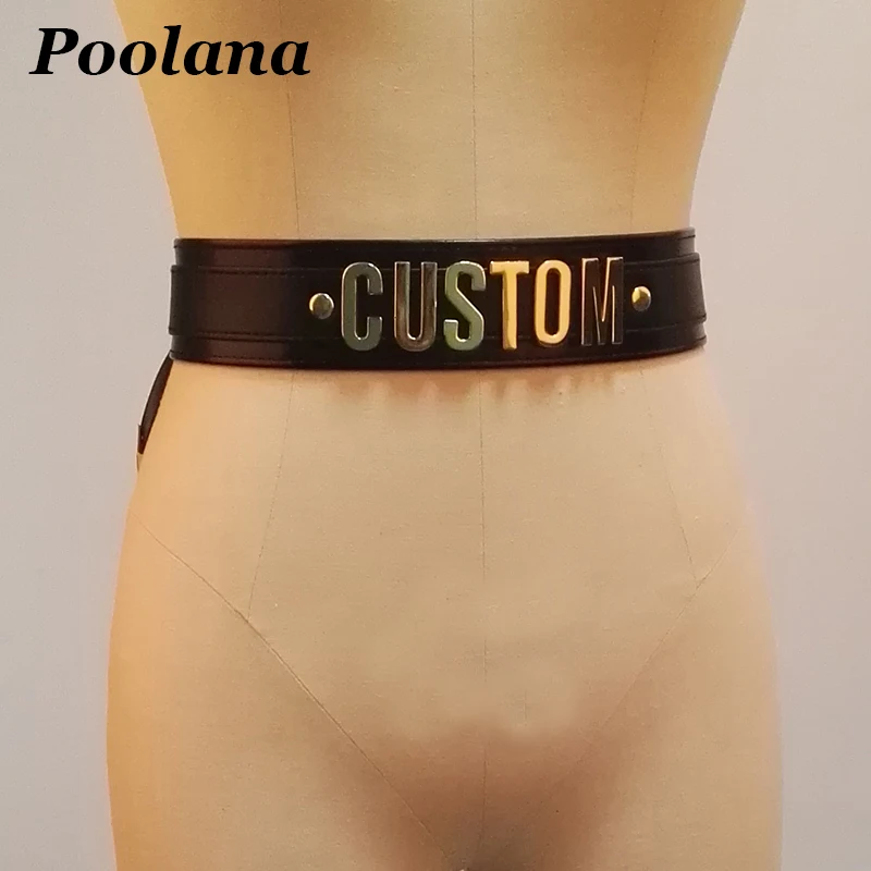 Custom Made to Order Name Personalised Custom Belt Punk Gothic Layered Leather Belt Letter Word Waist Belts