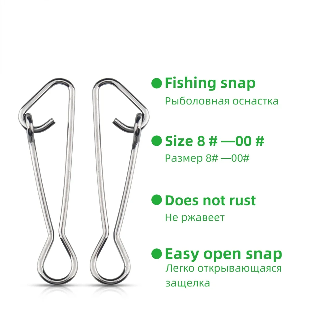 TIANNSII Fishing Connector Hooked Snap Pin Stainless Steel Fishing Barrel Swivel Lure Line Connector Accessories Pesca