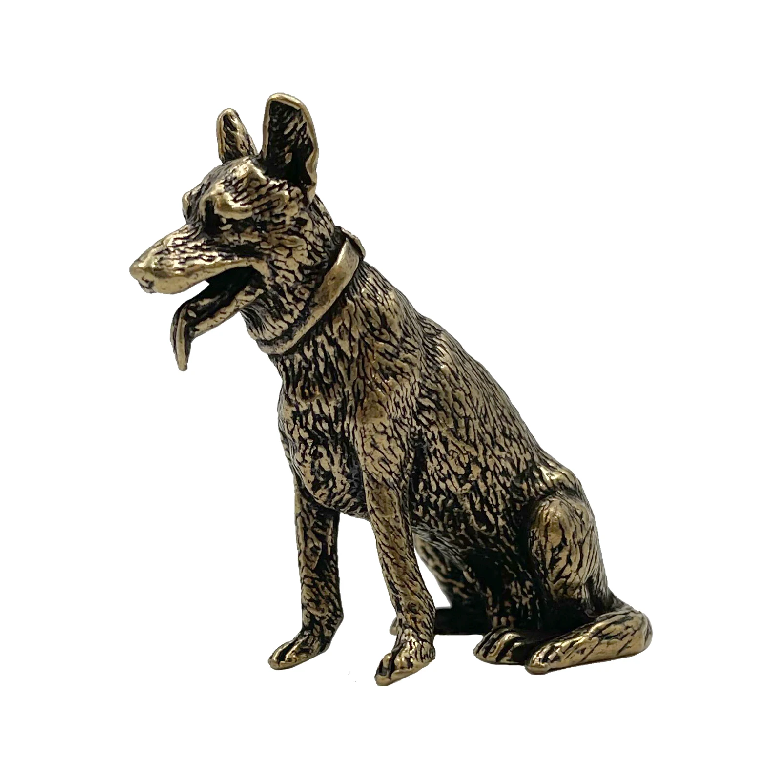 Brass Lucky Fortune Dog Home Decoration Small Ornaments Little Puppy Bronze Chinese Desktop Small Figurines Copper Wolf Tea Pets