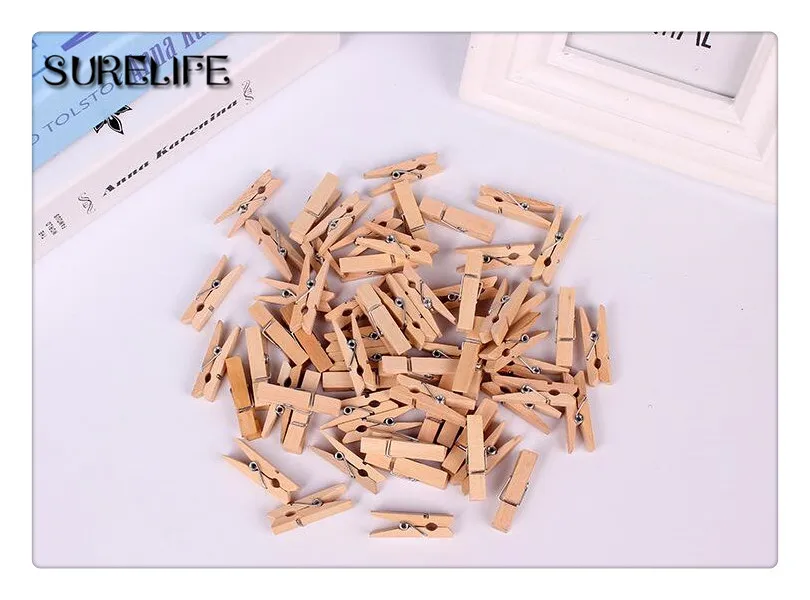 500 Pcs Mini Wooden Clothes Photo Paper Peg Clothespin Laundry Hangers Wedding Party Natural Clip 2.5cm