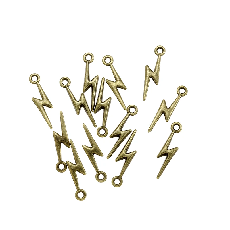 40pcs Antique Silver Lightning Charms for DIY