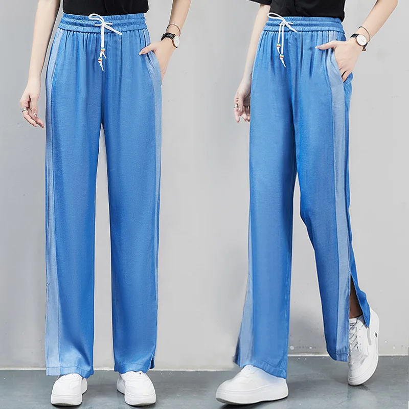 2021 new summer high-waist straight-leg pants loose wide-leg pants