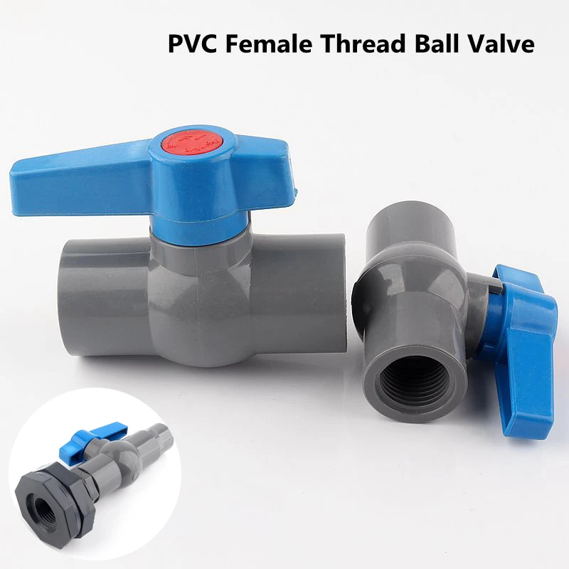 

1/2"~2” Female Thread PVC Pipe Ball Valves Socket Aquarium Fish Tank Drainage Composite ABS Joint Connect PPR Pipe Connector