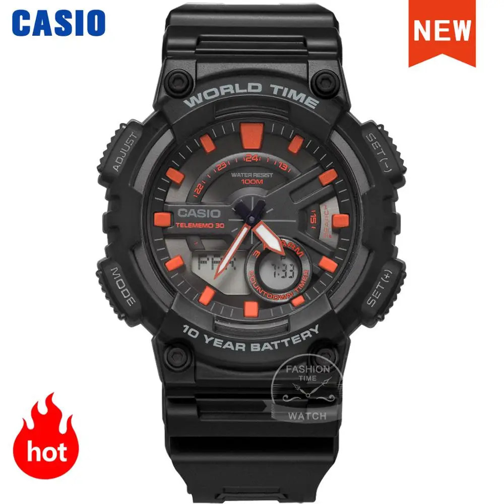 Reloj Casio Mejor venta de explosiones reloj hombres marca top lujo LED militar relogio reloj digital deporte 100m Reloj de cuarzo impermeable hombres relogio masculino erkek kol saati montre homme zegarek meski AEQ100