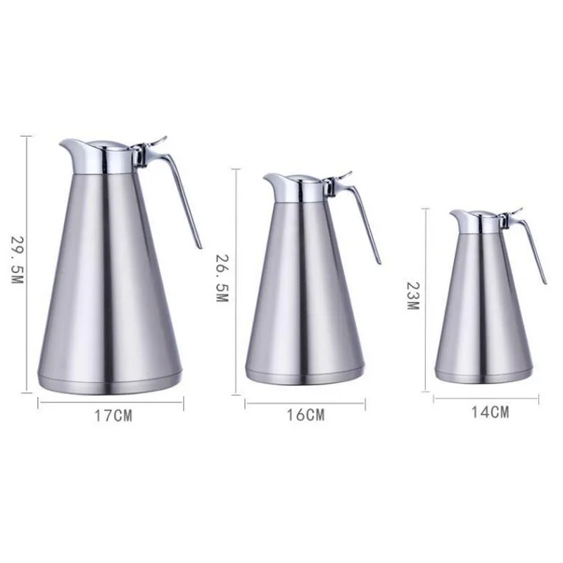 1L/1.5L/2L Double Wall Vacuum Insulation Thermal Coffee Pot Home Water Pot Stainless Steel Tea Kettle