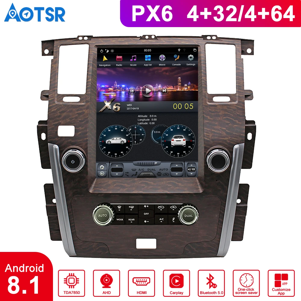 

Android 8.1 4GB RAM Tesla style PX6 For NISSAN PATROL 2010+ Silver and Mahogany Headunit Multimedia Auto Car DVR GPS Navigator