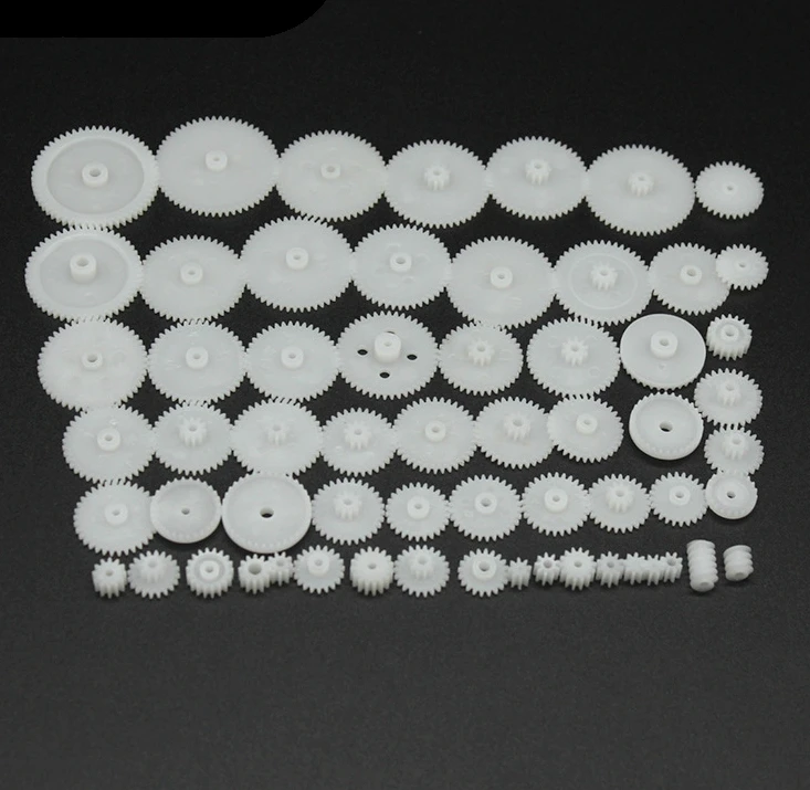 58 Stück/Beutel J293Y Kunststoff 0,5 Modul Zahnräder Weiß Mikro-DC-Motor Spielzeug-Zahnräder DIY-Kombinationsteile – Detail 2
