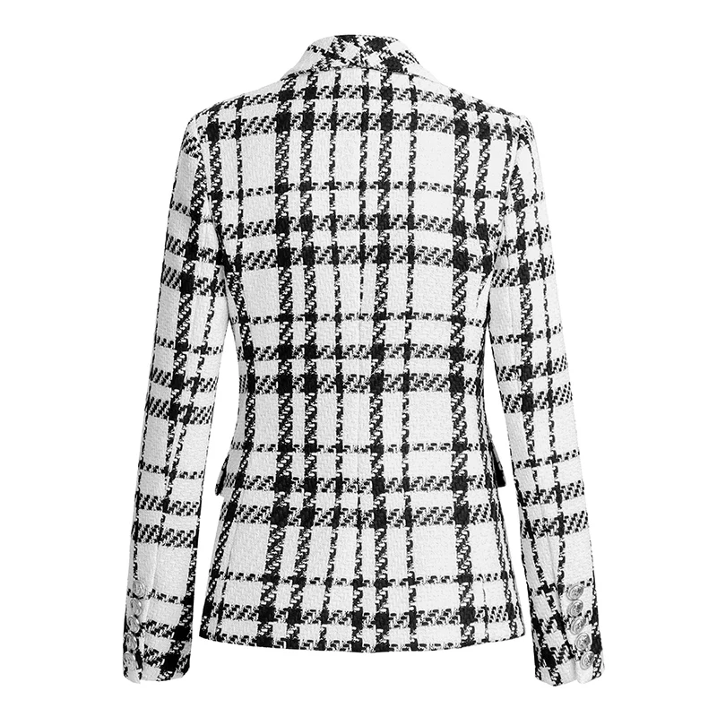 HarleyFashion Luxury European Design Thick Winter Tweed Plaid Blazers Slim Quality Casual Classic All-match Female Jackets