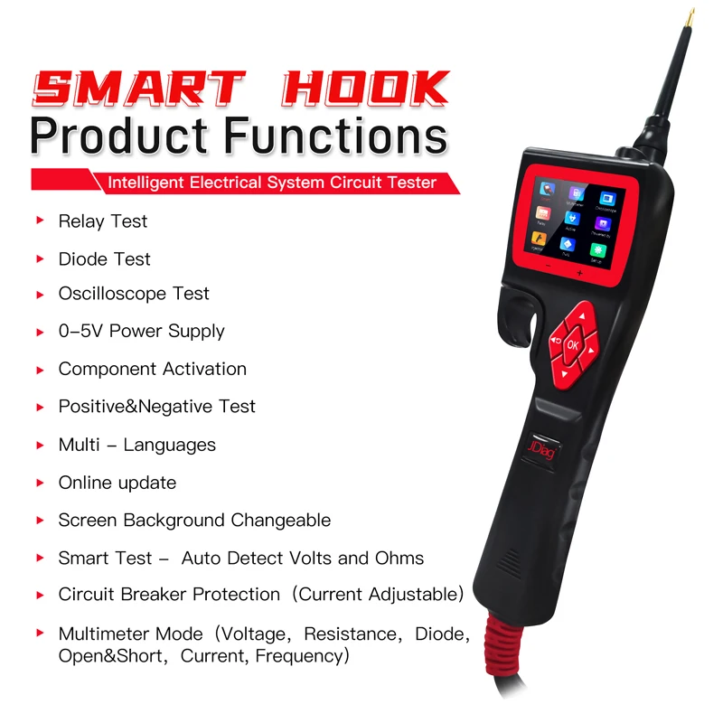 

TopDiag P200 Circuit Tester P200 SMART HOOK Powerful Probe Intelligent Circuit Analyzer 9-30V Circuit Quickly Testing Electronic